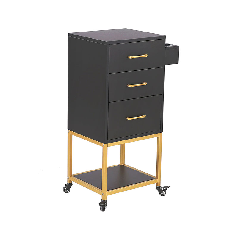 HZ2032 Black & gold salon storage trolley cart