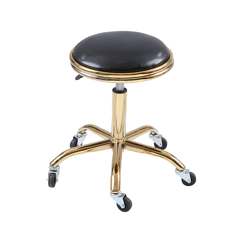 HZ6012 Rolling stool gold vanity stool with wheels