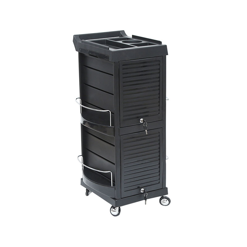 HZ2034 Black salon trolley with lock 6 drawers