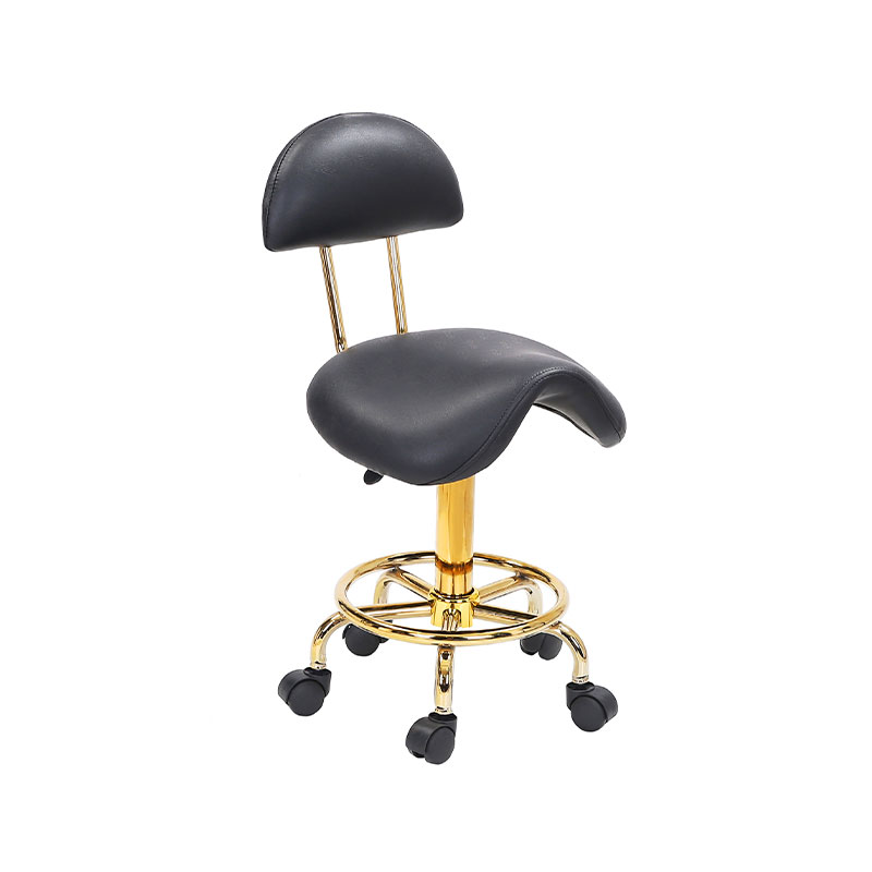 HZ6001D / HZ6001DH / HZ6001DW / HZ6001DZ Black & gold saddle stool rolling chair