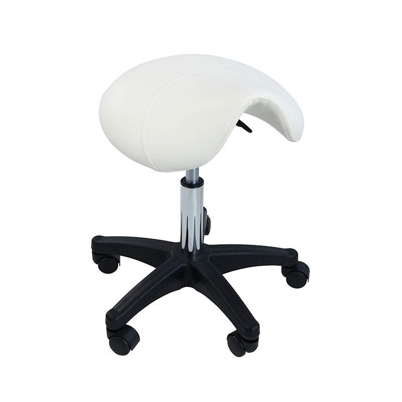 HZ6007W White saddle rolling stool with wheels
