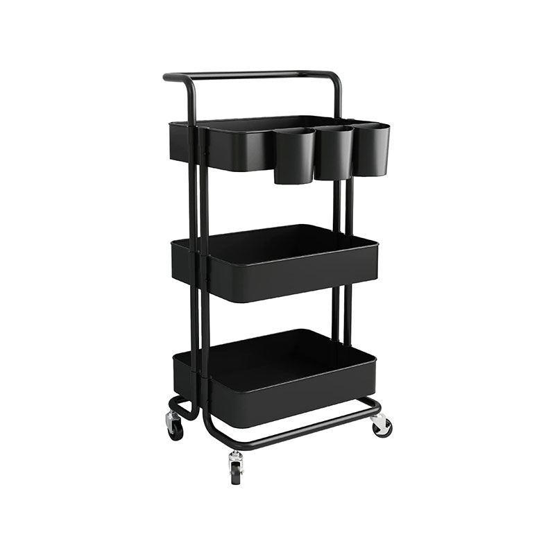 HZ2036 3-Tier rolling storage cart utility cart with extra hanging cups