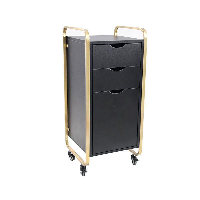 HZ2083BK / HZ2083 Black beauty barber hair stations cabinet with gold metal frame