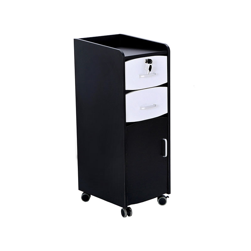 HZ2014 Black & white locking salon storage cabinet