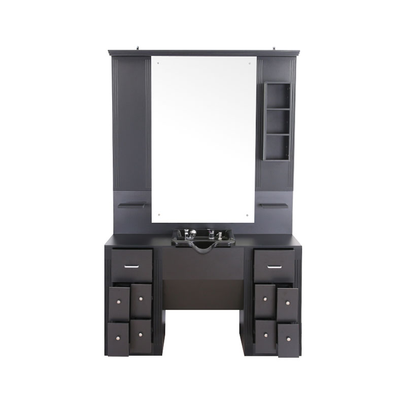 HZ2039 Black large makeup vanity with light cabinets