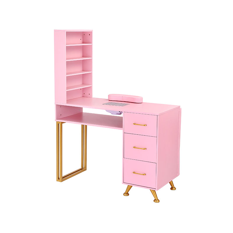HZ2066 Pink and gold manicure table nail deskwith electric dust collector