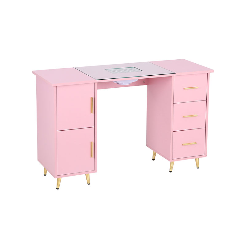 HZ2042PK / HZ2042BK Manicure table nail desk for nail tech with glass top & wrist rest