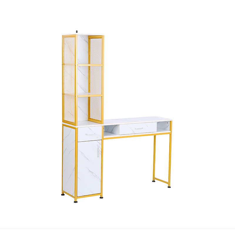 HZ2049 Marble pattern panel and goid-plated bracket manicure table