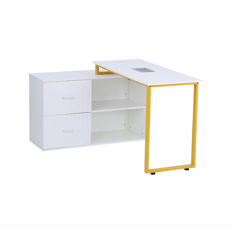 HZ2052 White & gold manicure table for nail tech with wrist cushion