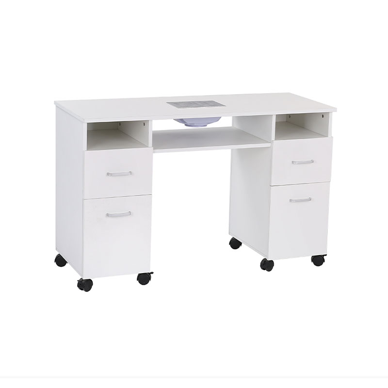 HZ2075 Movable manicure table nail desk with wheels beauty salon workstation drawers