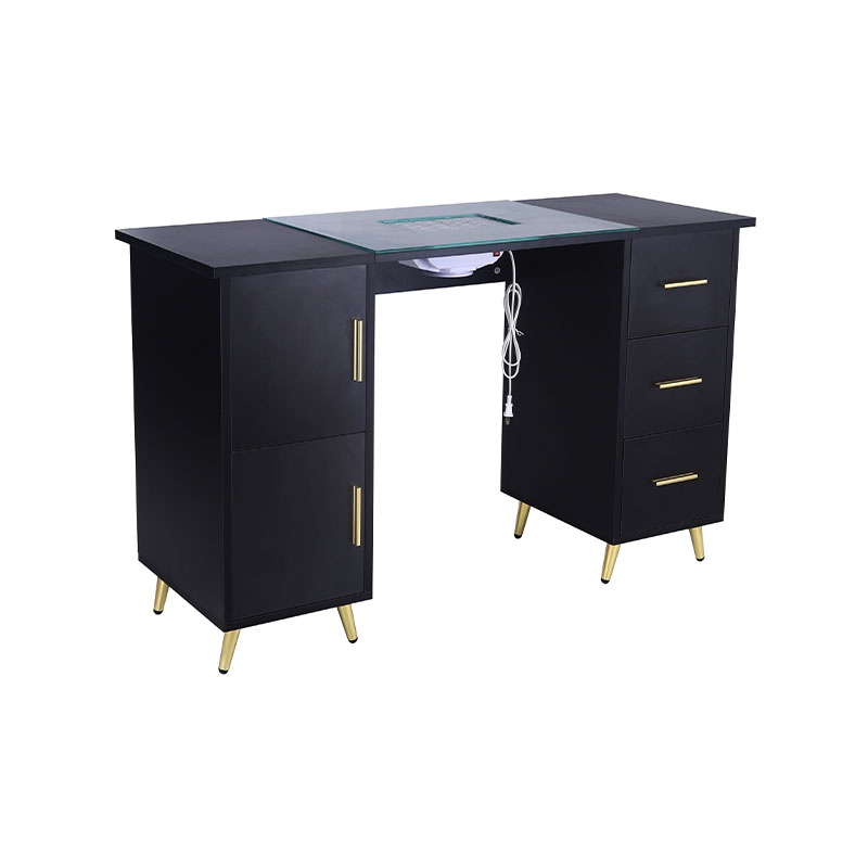 HZ2042PK / HZ2042BK Manicure table nail desk for nail tech with glass top & wrist rest
