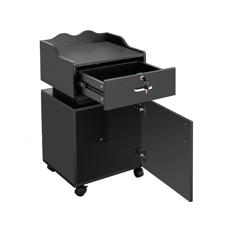 HZ2021 Black salon station storage cabinet with wheels