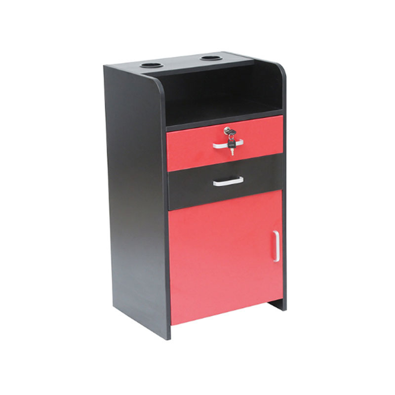 HZ2022Z Black & red salon station storage cabinet with wheels