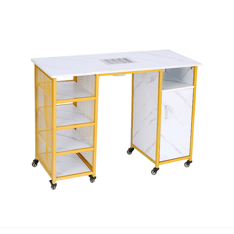 HZ2050 Gold & white marbling nail desk for nail technicians