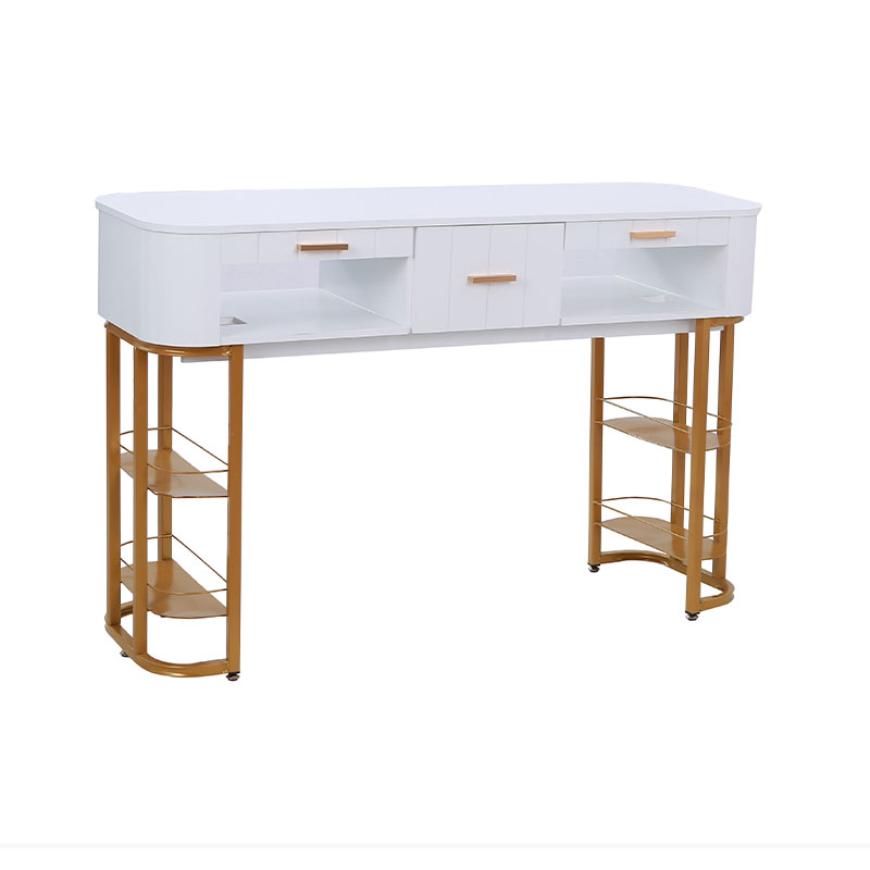 HZ2053 Manicure table with storage drawers & open shelves