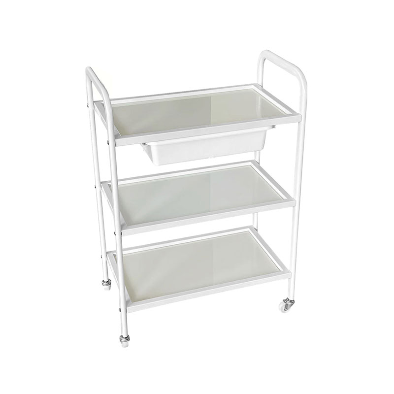 HZ2002BZ / HZ2002Z Rolling salon trolley cart,glass tray and metal frame