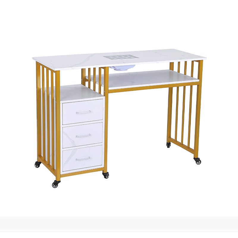 HZ2062 Manicure table with dust collector, white marbling nail desk
