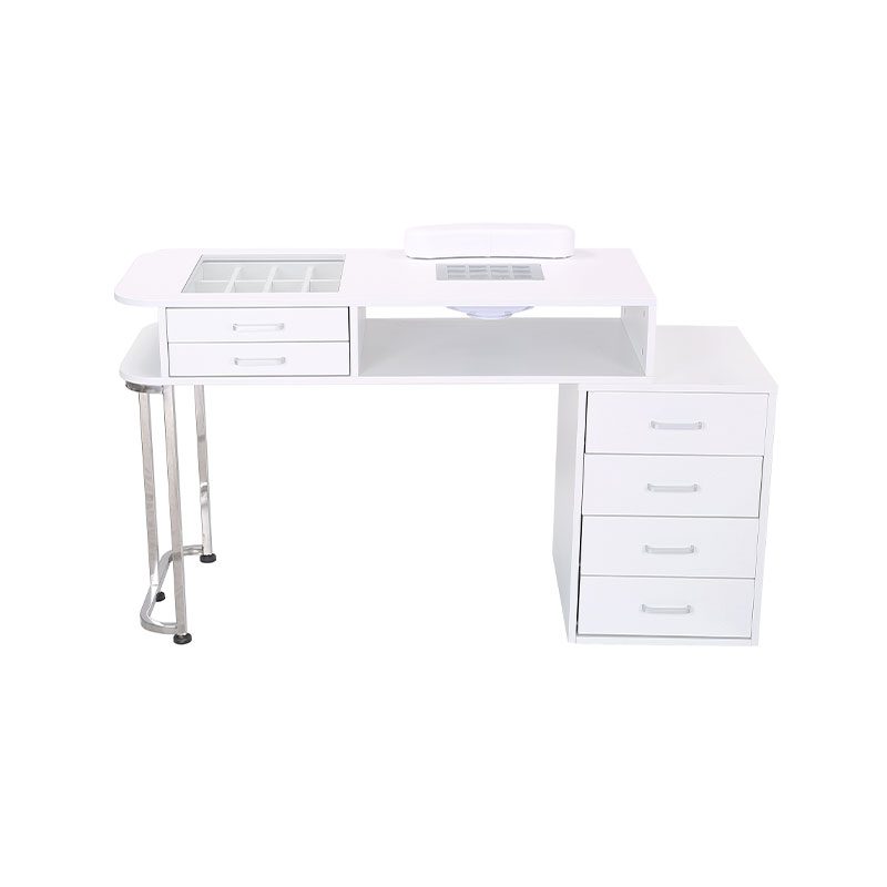 HZ2039W Professional manicure table for nail tech with glass top