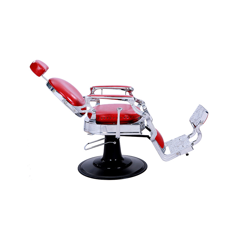 HZ8799DR Red shiny silver frame barber chair