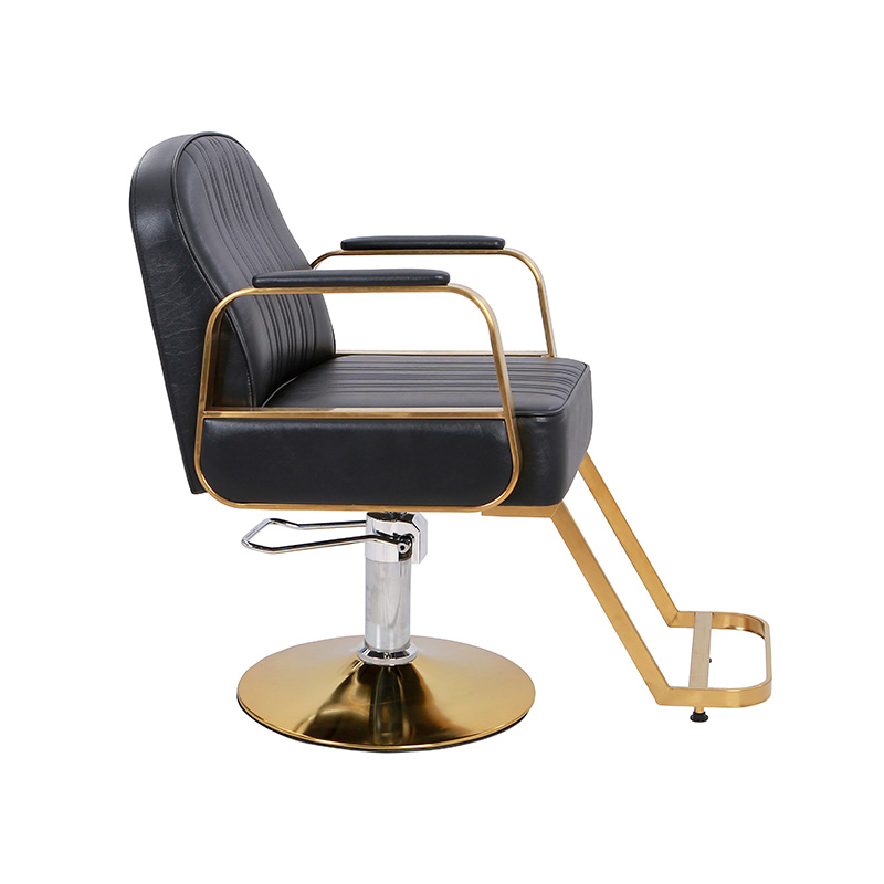 HZ88112GD Black and gold reclining barber styling chairs