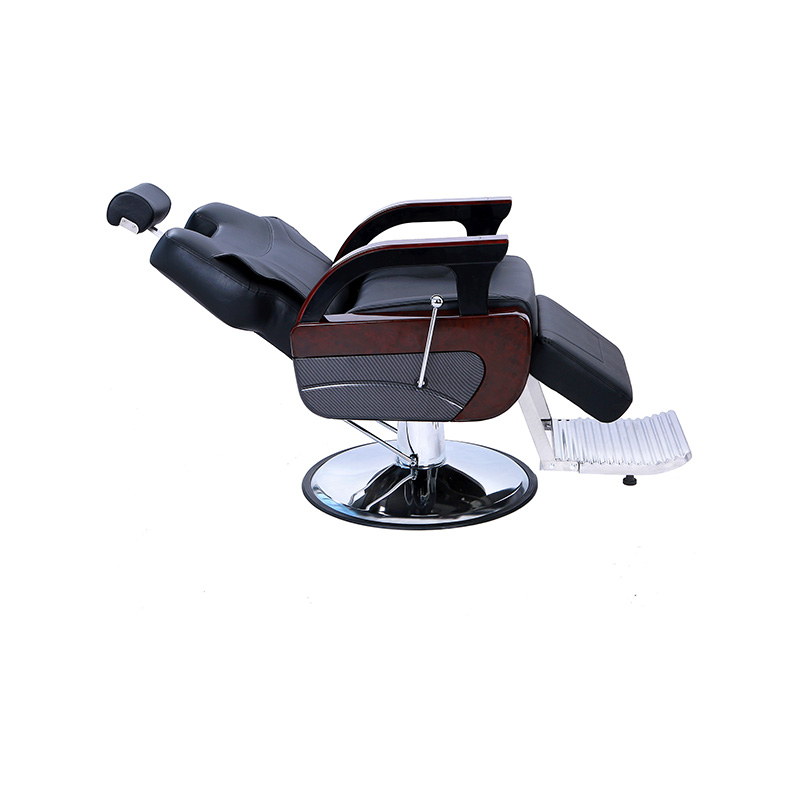 HZ8707 Black with wooden heavy duty reclining barber chair