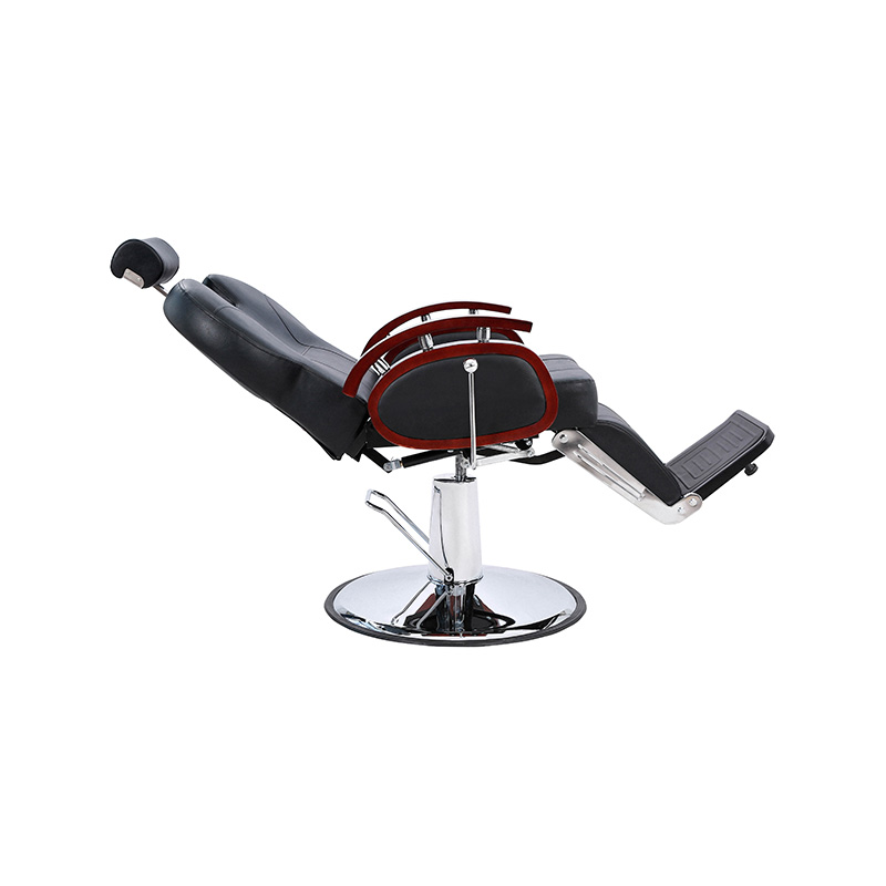 HZ8705B Black with wooden handrail hydraulic recline barber chair