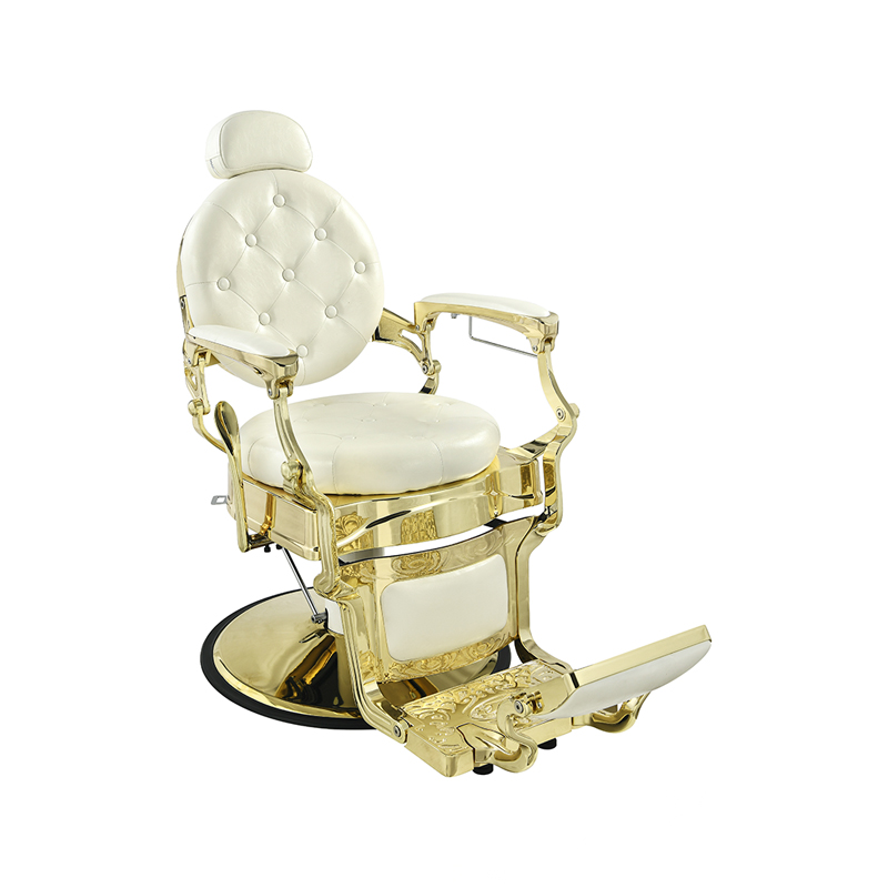 HZ8799 White & Gold Vintage Barber Chair