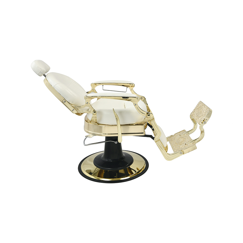 HZ8799C White/Gold Barber Chair
