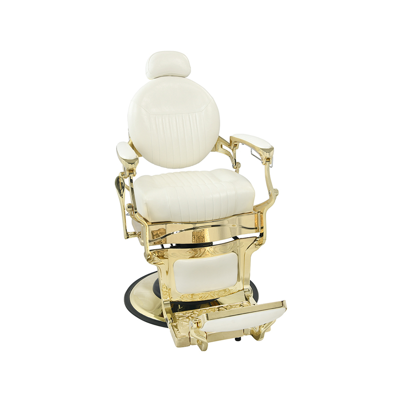 HZ8799C White/Gold Barber Chair