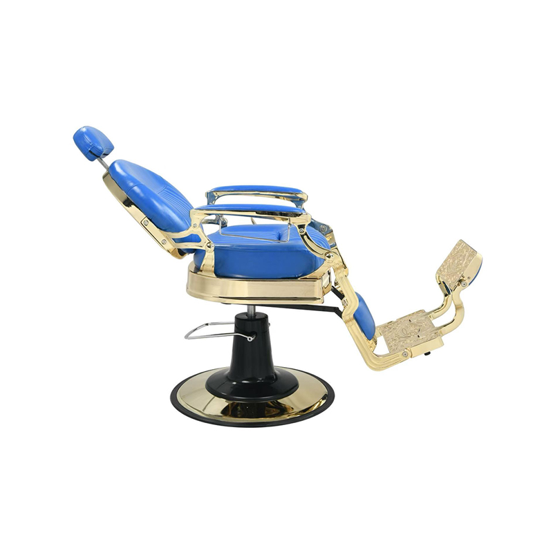 HZ8799C Heavy-Duty Blue & Gold Barber Chair