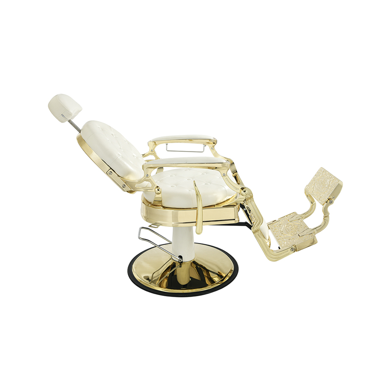 HZ8799 White & Gold Vintage Barber Chair