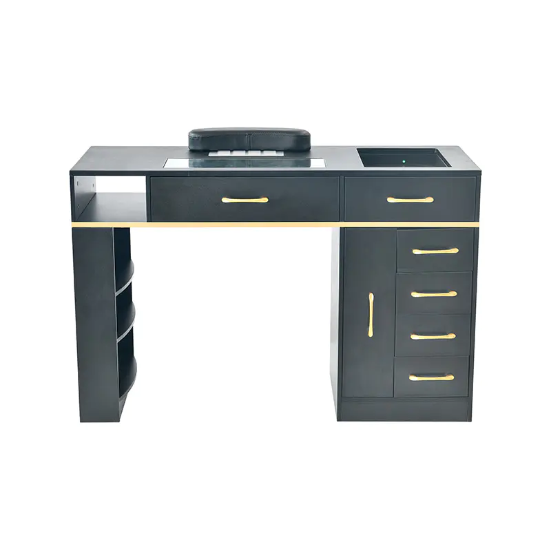 HZ2047B Nail Dust Desk Glass Top Black/White
