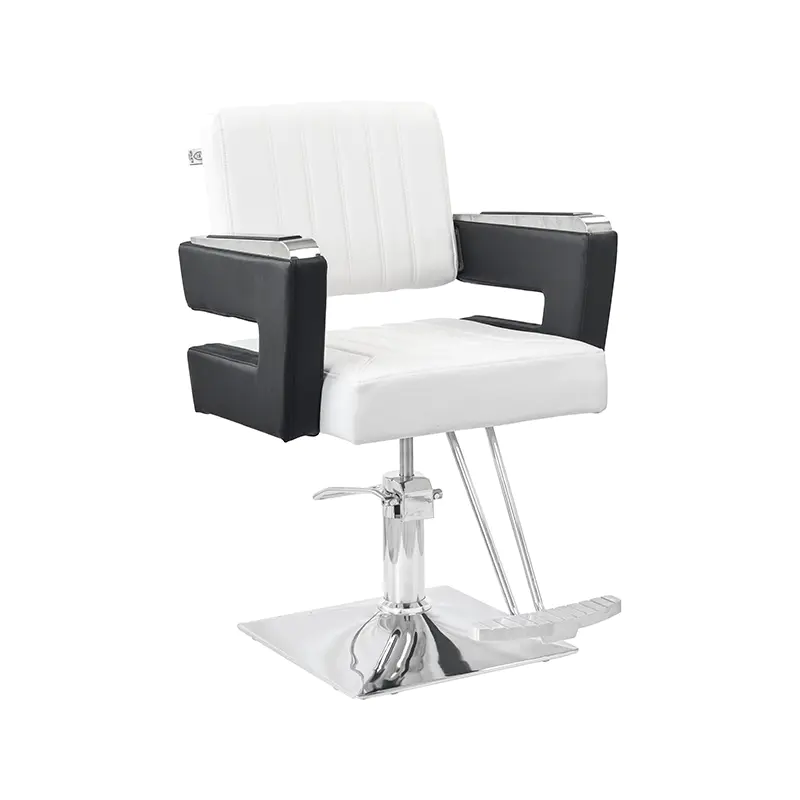 HZ88104 Salon Chair Black/White Foot Pedal Square Base