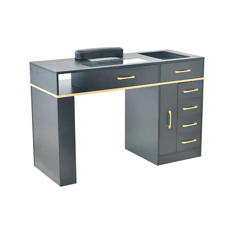 HZ2047B Nail Dust Desk Glass Top Black/White