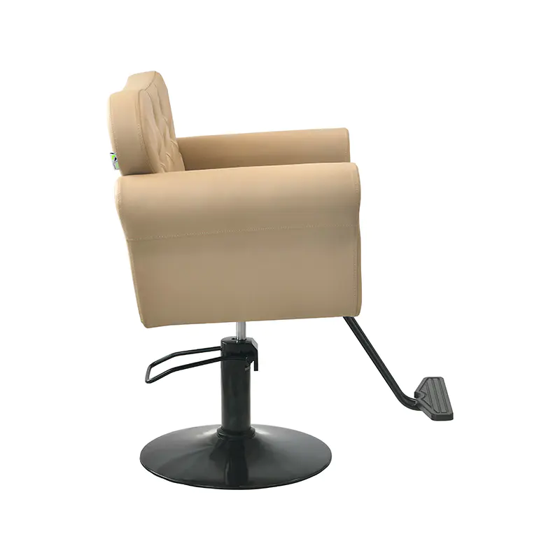 HZ88104 Salon Chair Beige Diamond Tufted Foot Pedal