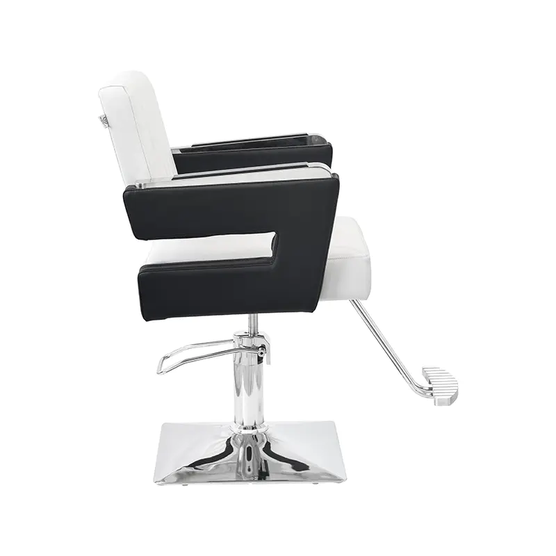 HZ88104 Salon Chair Black/White Foot Pedal Square Base