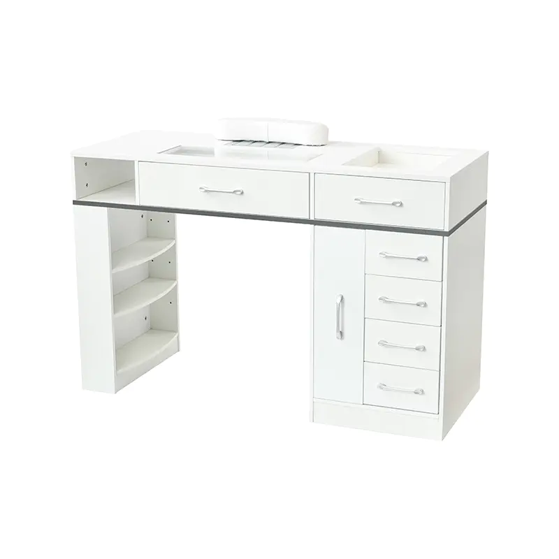 HZ2047B Nail Dust Desk Glass Top Black/White