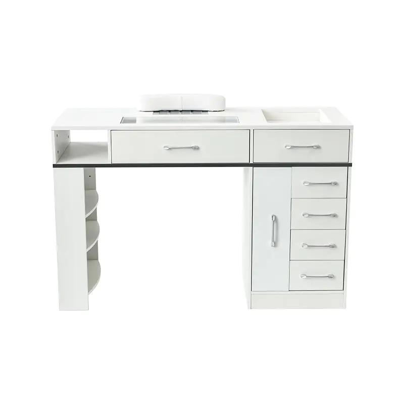 HZ2047B Nail Dust Desk Glass Top Black/White