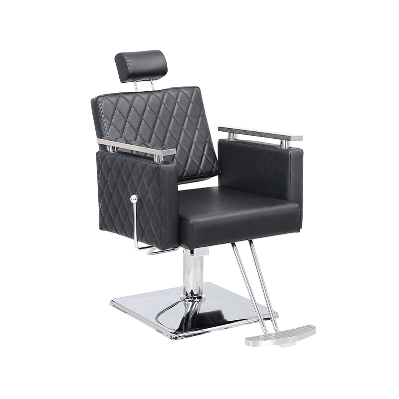 HZ8803D Black diamond square backrest reclining salon chair