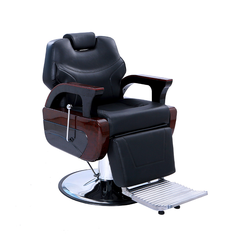 HZ8707 Black with wooden heavy duty reclining barber chair