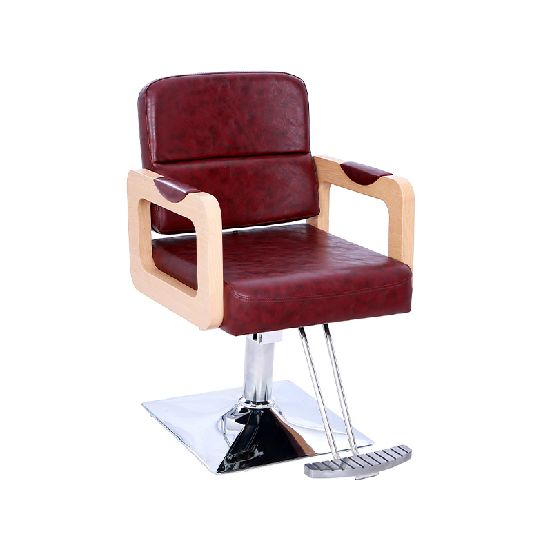 HZ87131 Pork live color leather wooden armrest salon chair