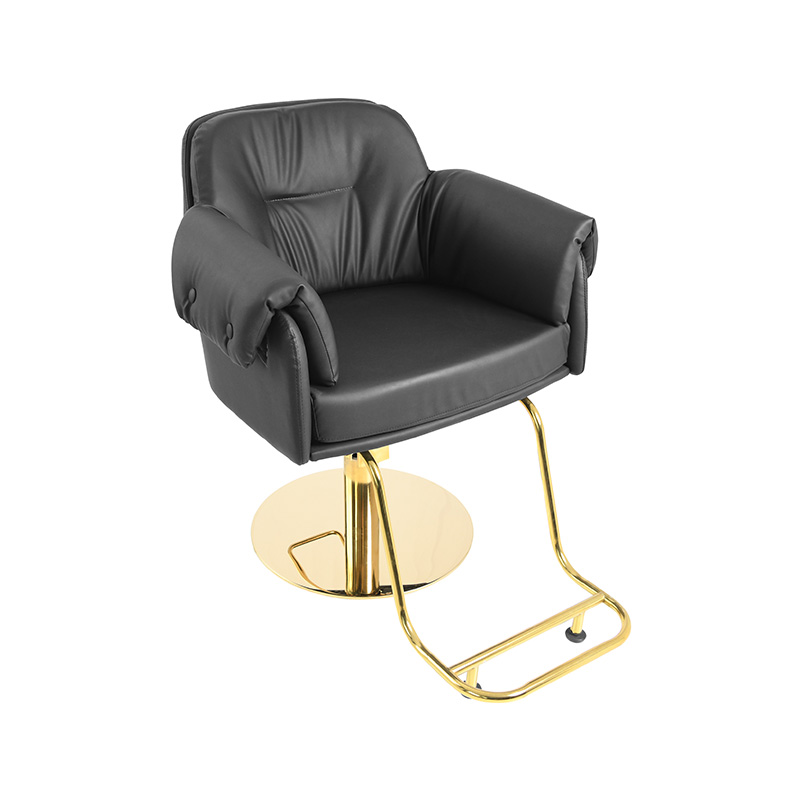 HZ8802 Black with gold thickened cushion armrest salon chair