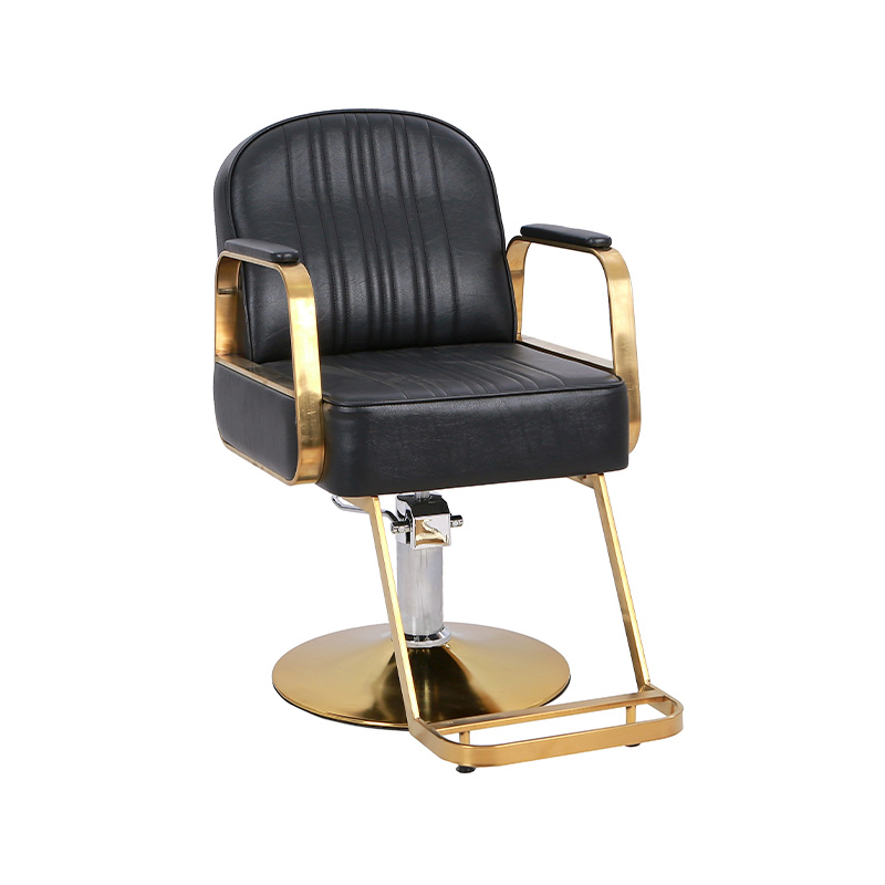 HZ88112GD Black and gold reclining barber styling chairs