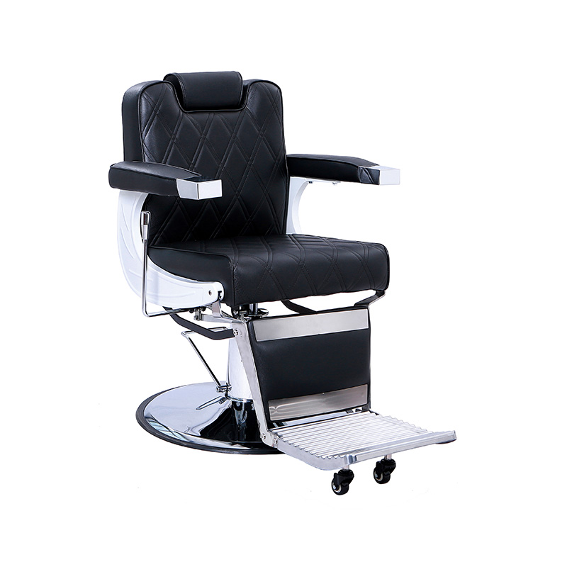 HZ8752D Black with black stitches heavy duty metal vintage barber chair