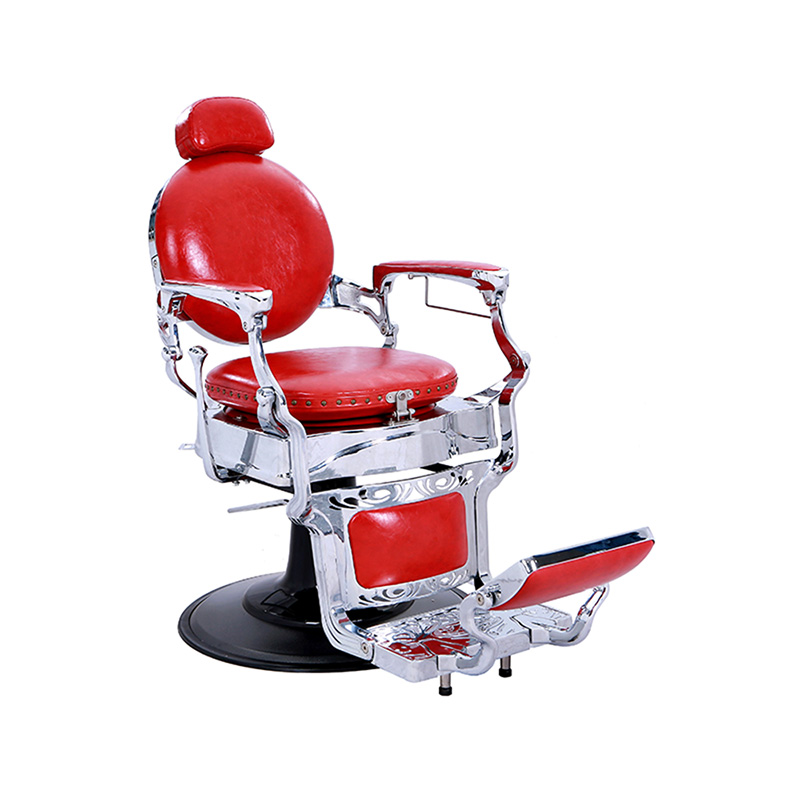 HZ8799DR Red shiny silver frame barber chair