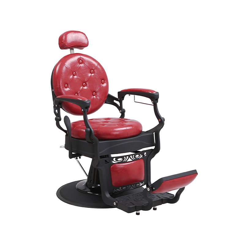 HZ8799MS Vintage burgundy washed linen barber chair