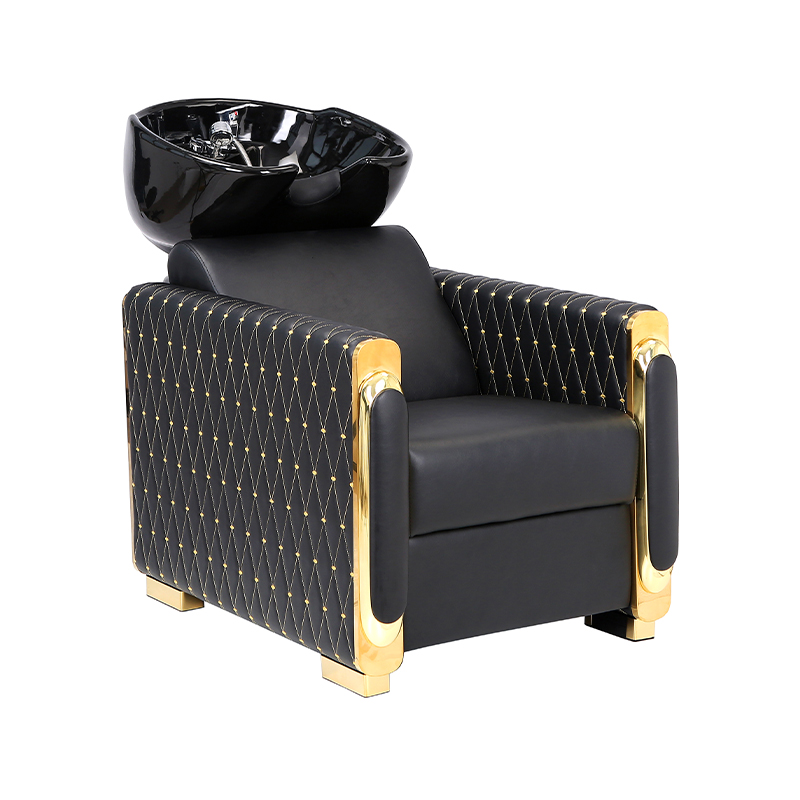 HZ9107 Gold & black backwash shampoo station chair