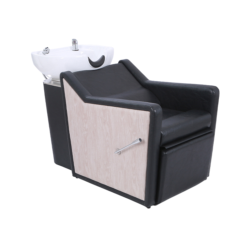 HZ9103 White ceramic basin and push-stand reclining hair washing chair