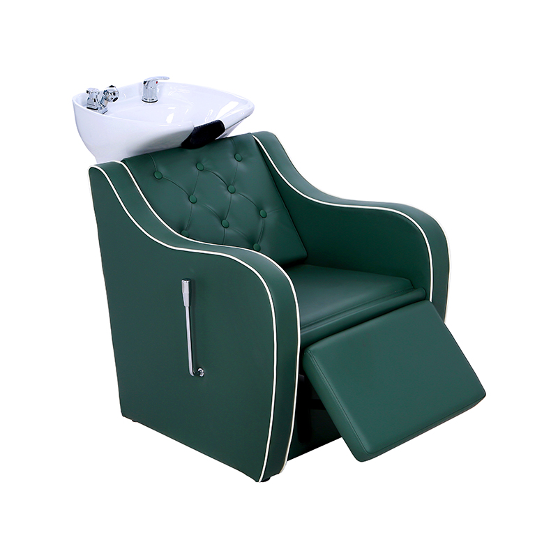 HZ9089C Dark green shampoo chair with leg rest