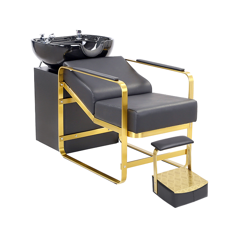 HZ9124 Golden frame with footrest shampoo chairs